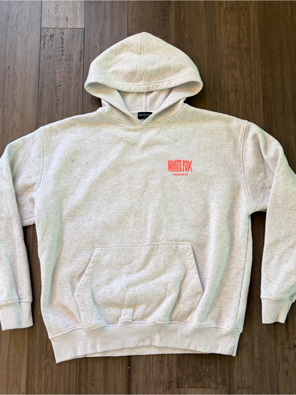 White Fox Gray Hoodie Archive 6-0 Coral Lettering
